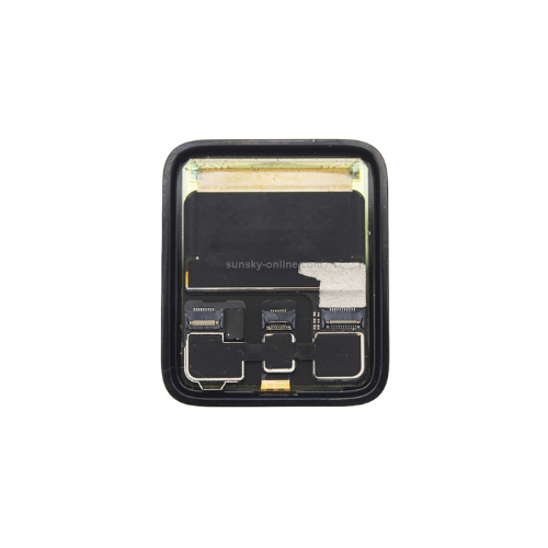 Smartwatch LCD display replacement part with connectors on white background