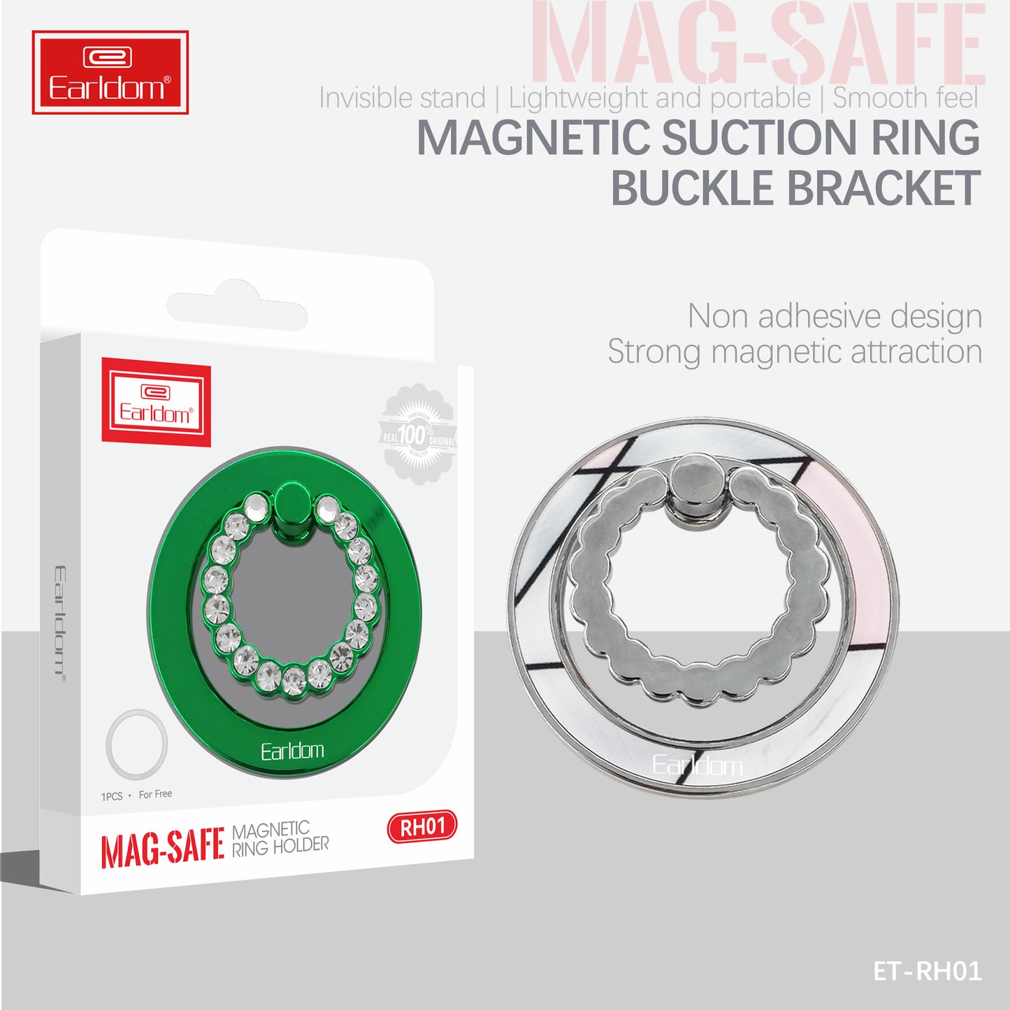 Earldom Meg-Safe Magnetic Ring Holder Silver ET-RH01