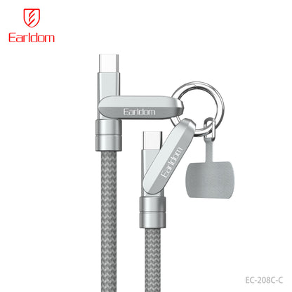 Earldom 2-in-1 USB-C Charging Cable Pure copper, zinc alloy, silicone Silver EC-208C-C