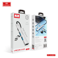 Hub USB-C 3.0 Earldom à 4 ports - 1 port USB-C | 2 ports USB 3.0 | Argent | Compatible avec les écouteurs HUB20