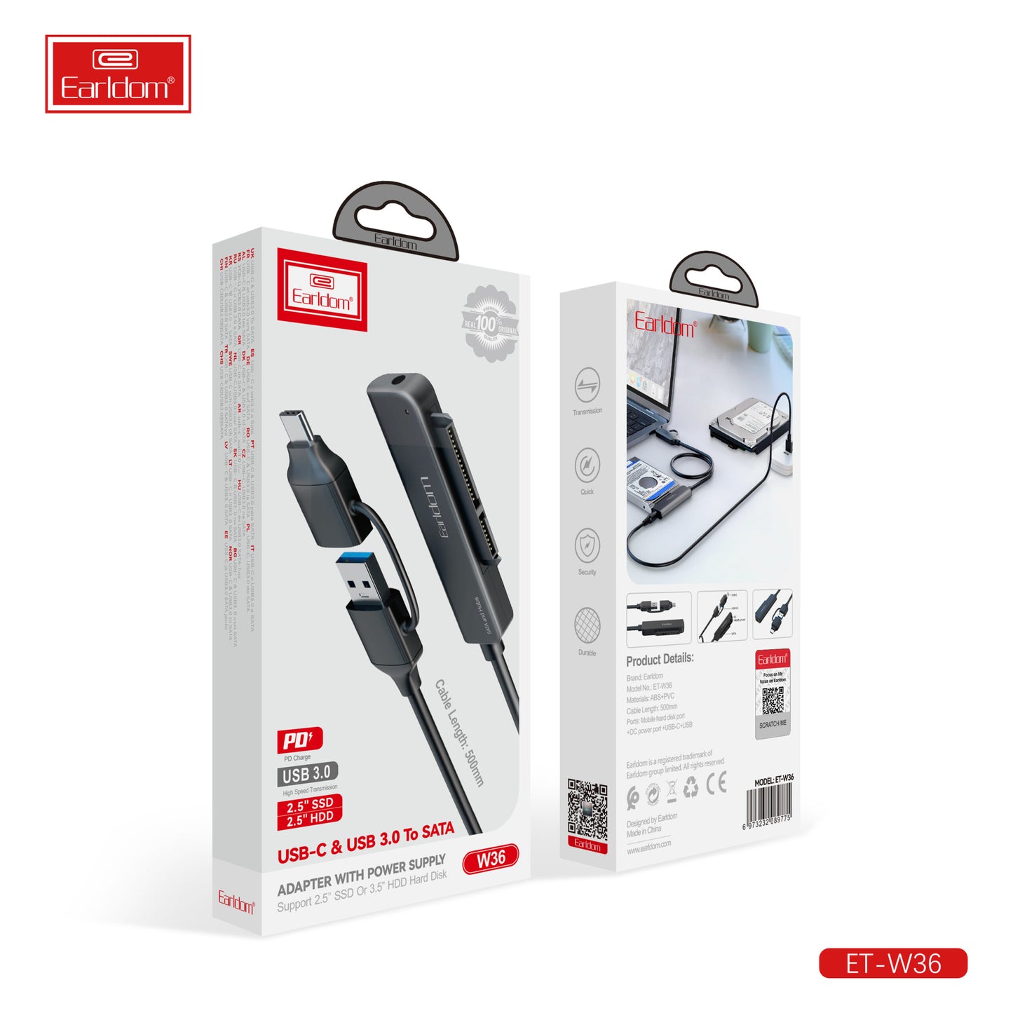 Earldom Câble audio-vidéo 4K HD ET-W24 (2 mètres) Noir