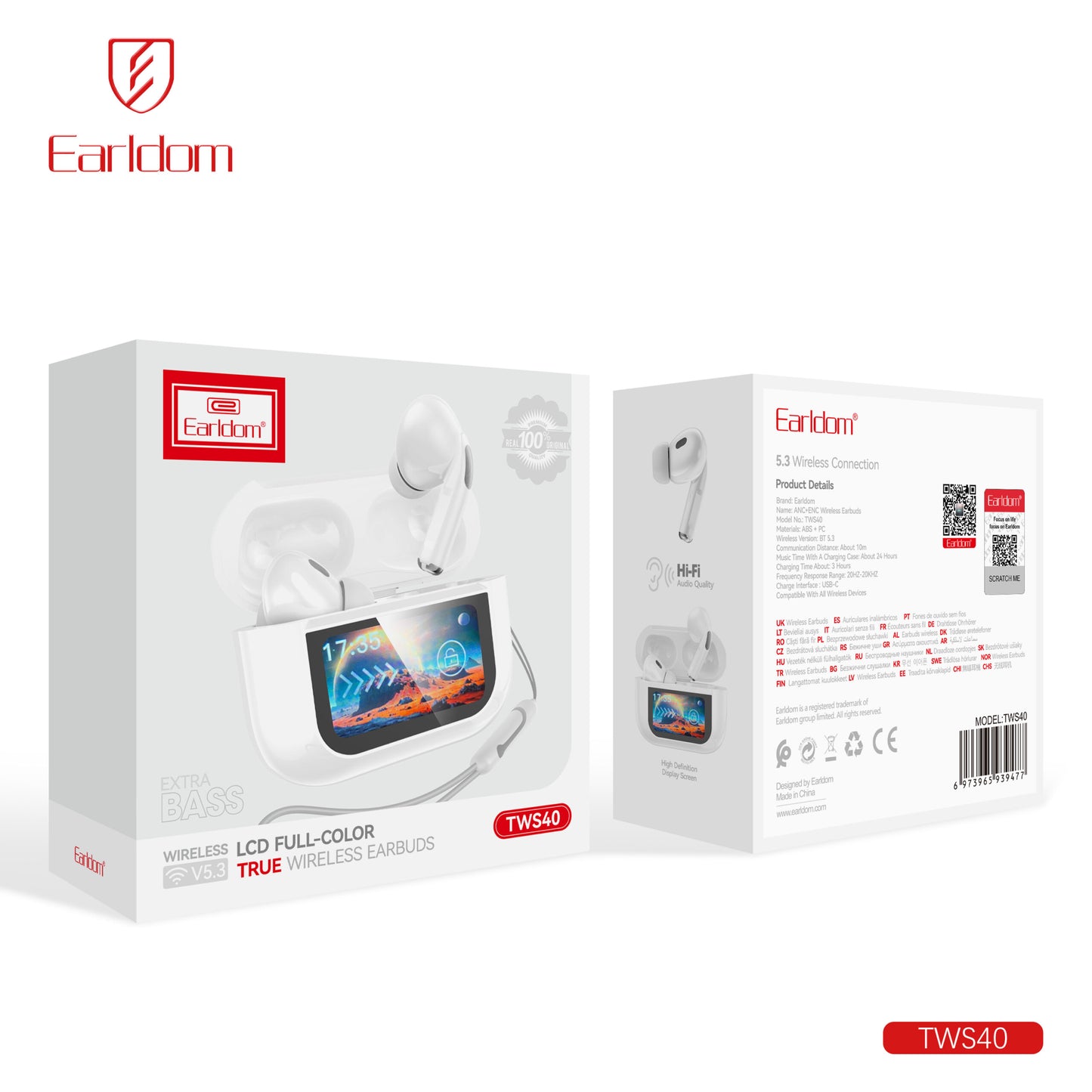 Écouteurs sans fil Earldom True Wireless TWS37 Blancs