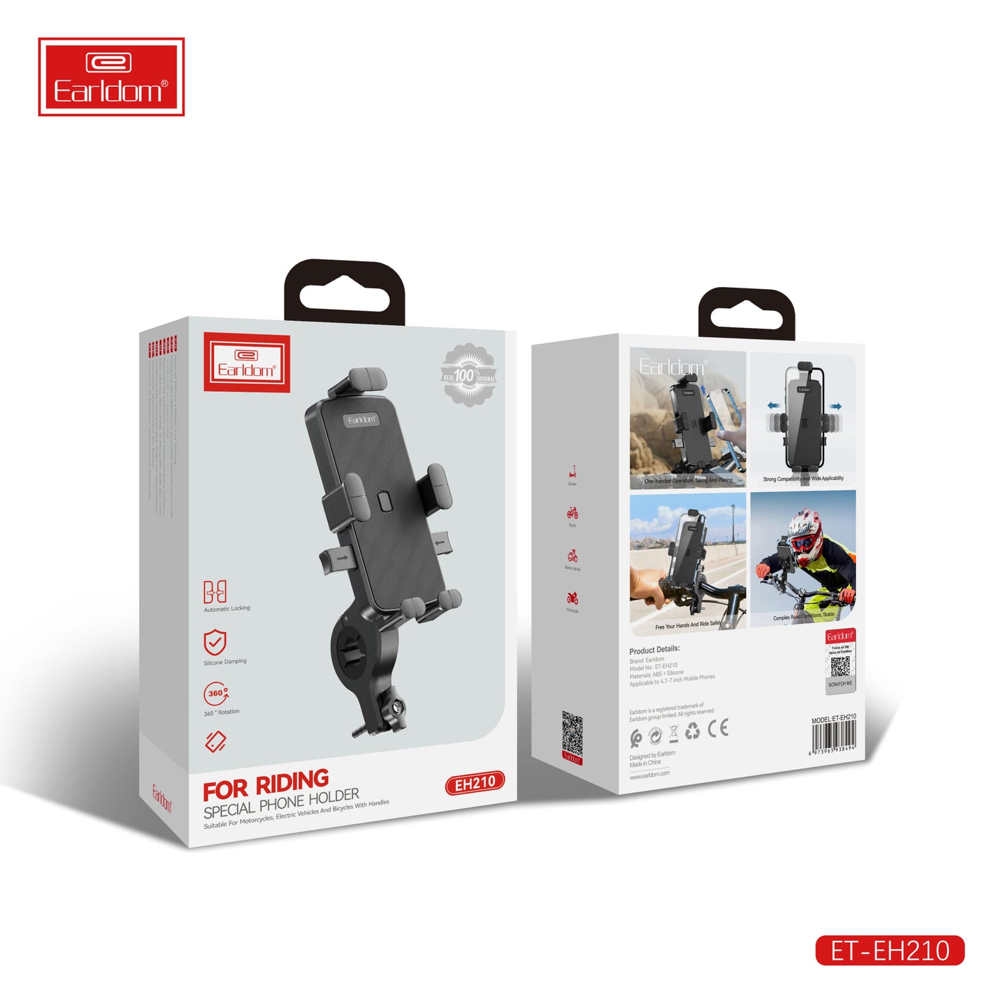 Support universel pour vélo et moto Earldom EH122 Noir