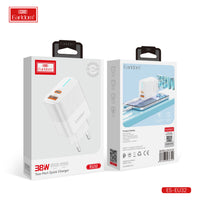 Adaptateur secteur Earldom USB C+C 35 W EU31 sans câble, blanc