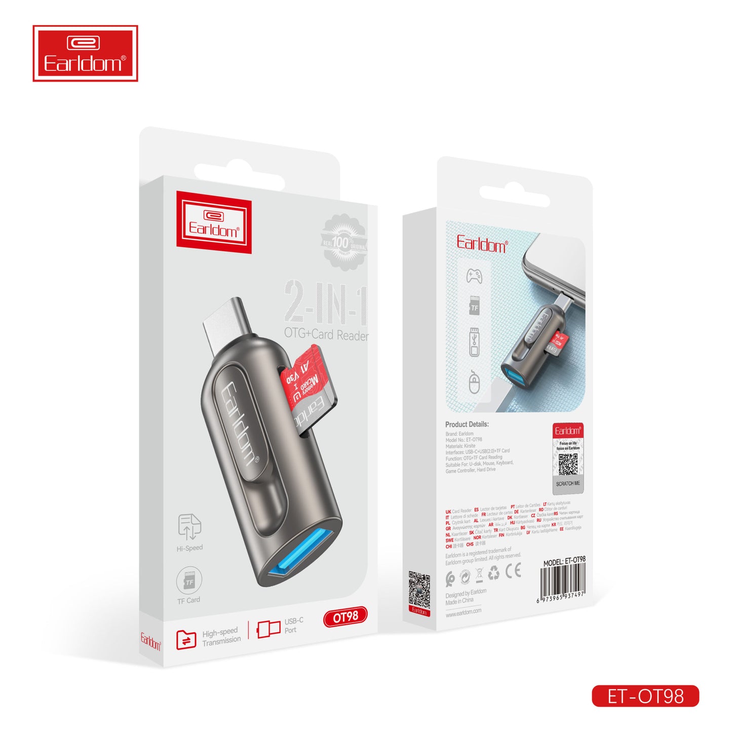 Adaptateur Earldom USB-C vers USB 3.0 (Transmission de données/Plug and Play) Argent