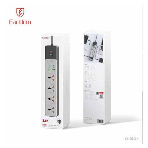 Earldom 3000W Power Socket 3.1A Grey ES-SC27
