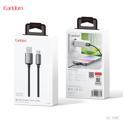 Earldom 5A USB to USB-C Data Cable ABS+silicone White EC-199C