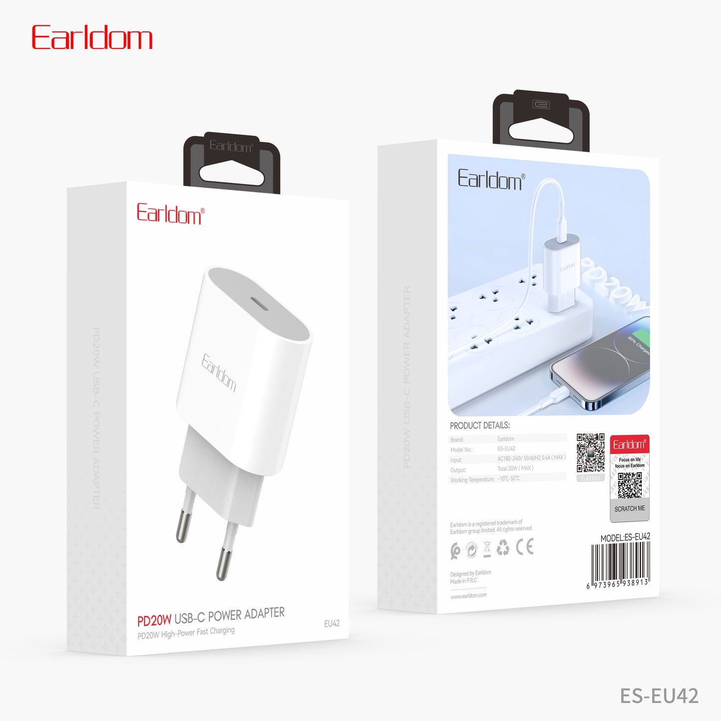 Earldom USB-C Power Adapter White ES-EU42