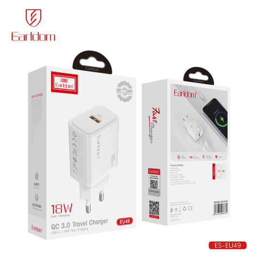 Earldom 18W Fast Charging Travel Charger Without cable White EU-49
