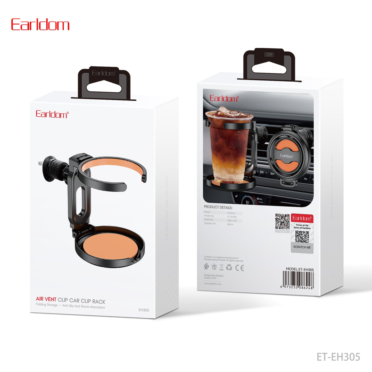 Earldom Air Vent Clip Car Cup Rack Black ET-EH305