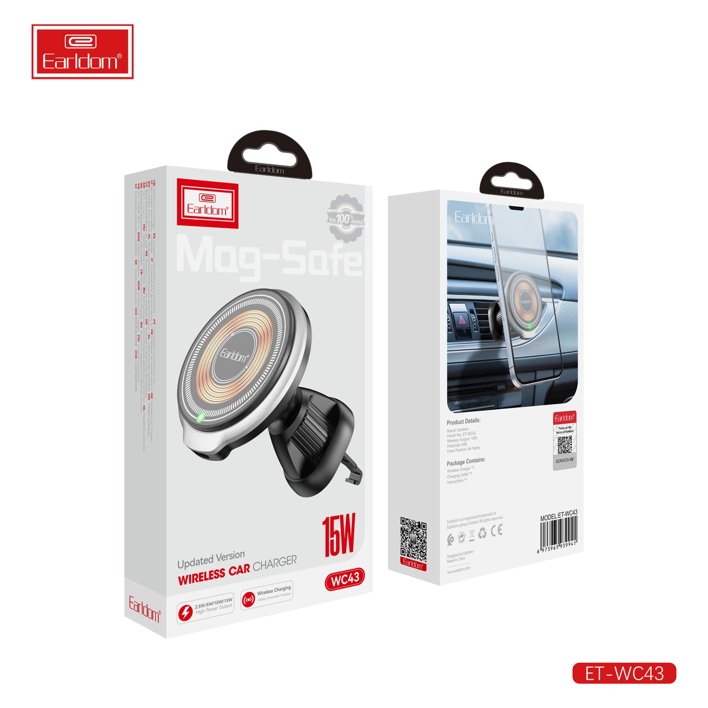 Earldom 15W Updated Version Wireless Car Charger Black ET-WC43