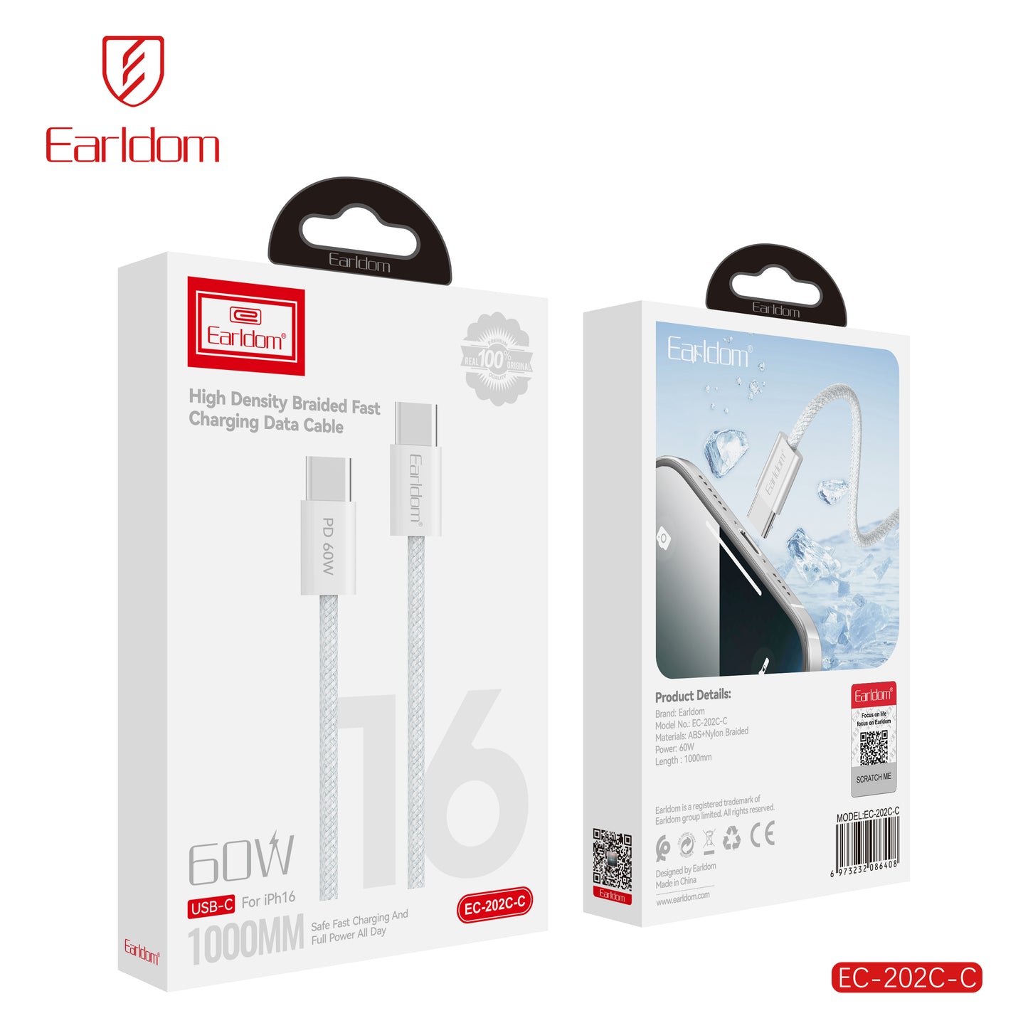 Earldom Charging Data Cable White EC-202C-C