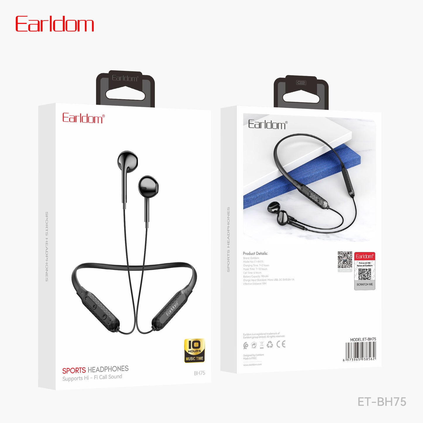 Earldom Sports Headphones Supports Hi-Fi Call sound Black ET-BH75