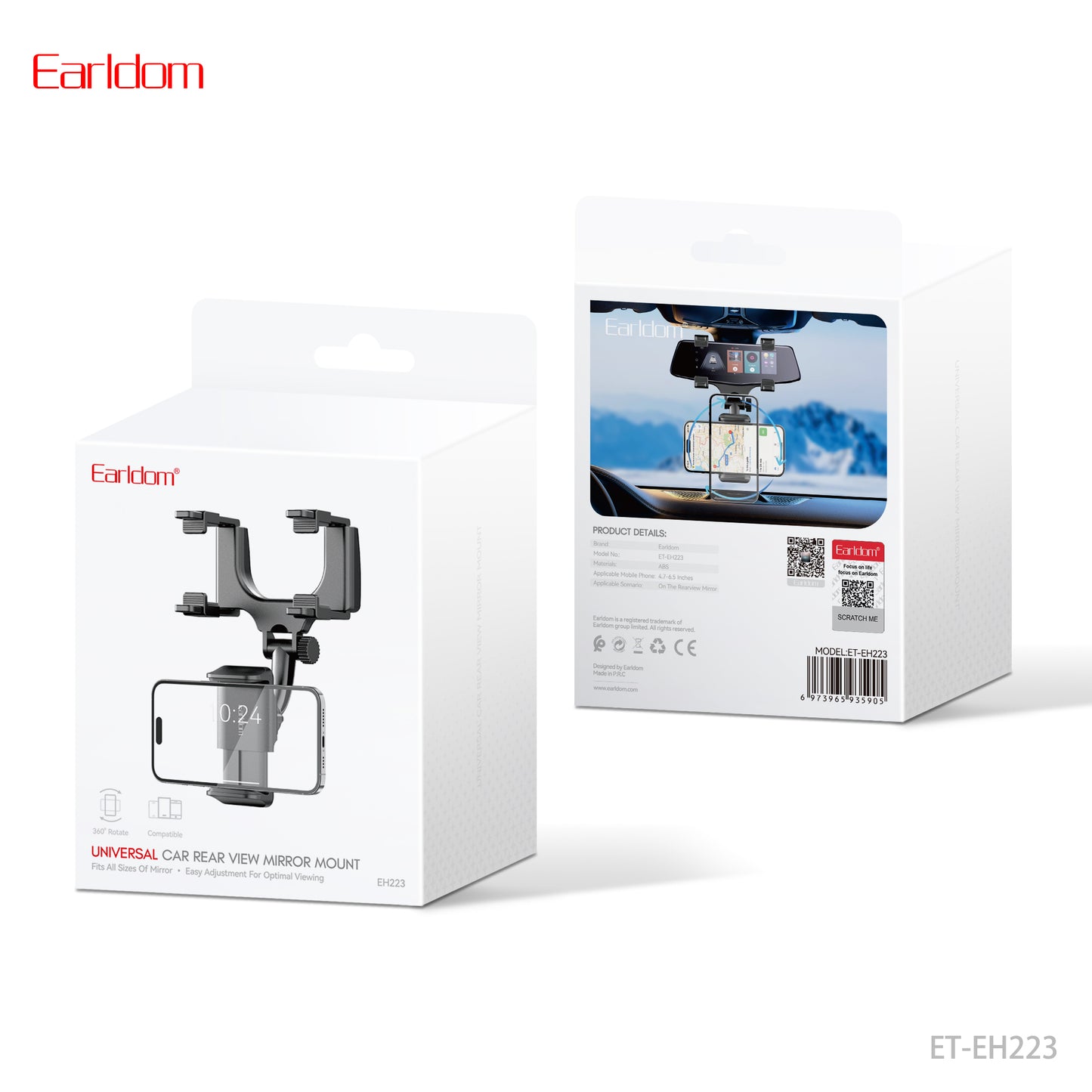 Earldom Universal Car Rear View Micro Mount Black ET-EH223