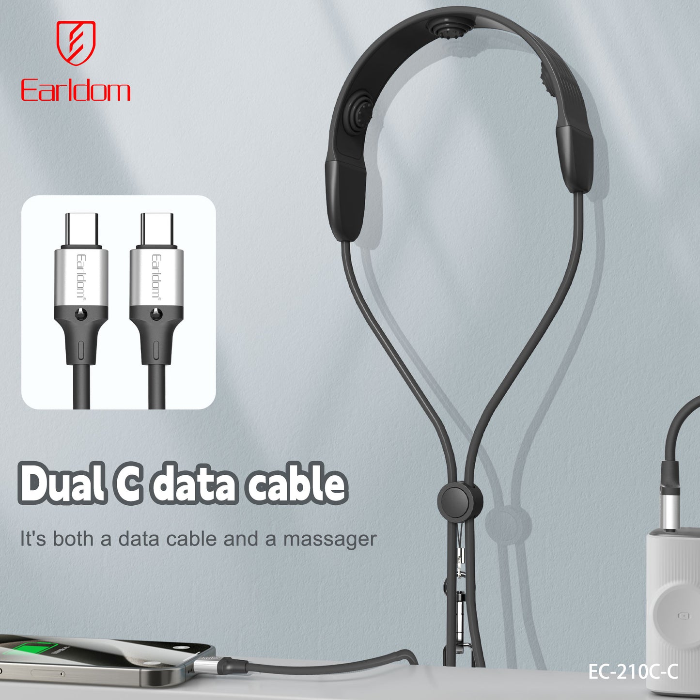 Earldom PD100W Neck Massager & Data Cable Black EC-210C-C