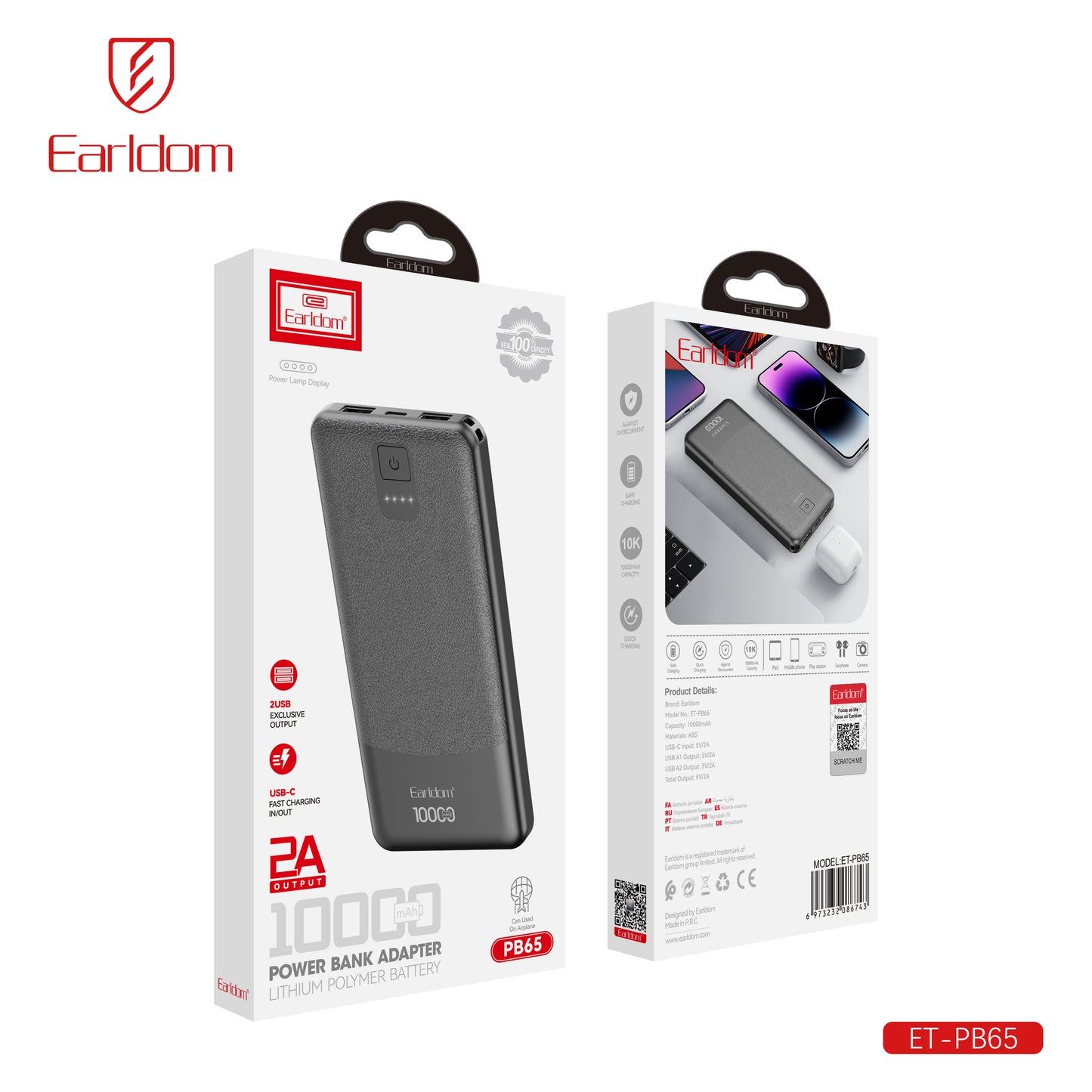 Earldom 10000 Power Bank Adpater Black ET-PB65