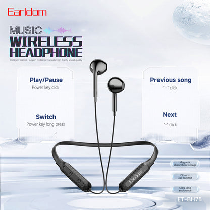 Earldom Sports Headphones Supports Hi-Fi Call sound Black ET-BH75