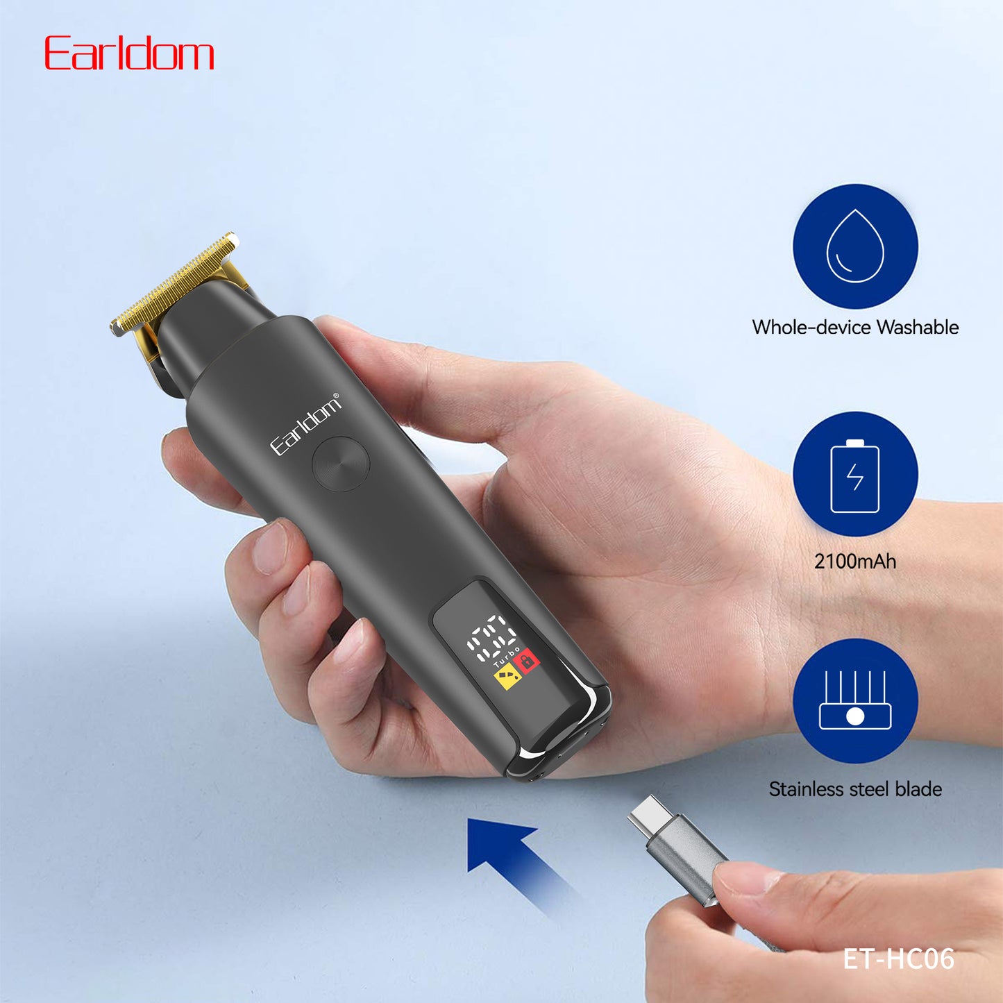 Earldom Professional Hair Trimmers Clippers Machine Black ET-HC06