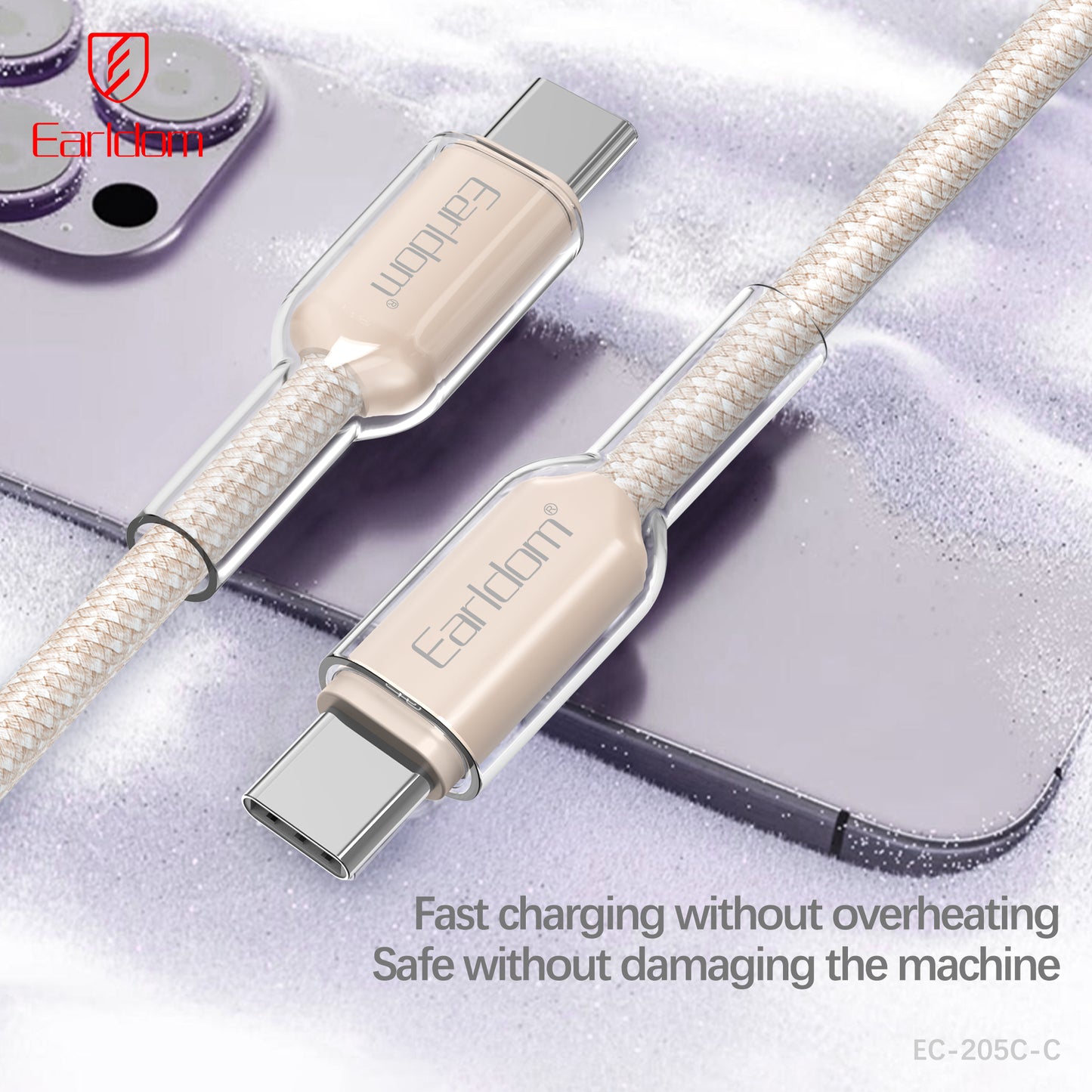 Earldom 60W Trasparent USB-C Data Cable EC-205C-C