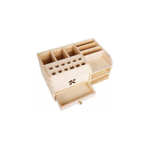 Wooden Storage Box
 with drawer and screwdriver holder