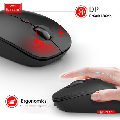 Earldom 2.4 Ghz Portable Wireless Mouse Black ET-KM7