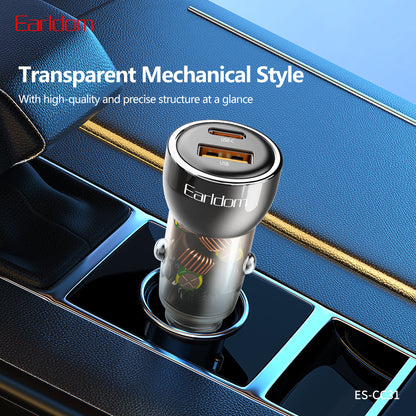 Earldom 30W USB+USB-C Quick Car Charger Black Without Cable CC31