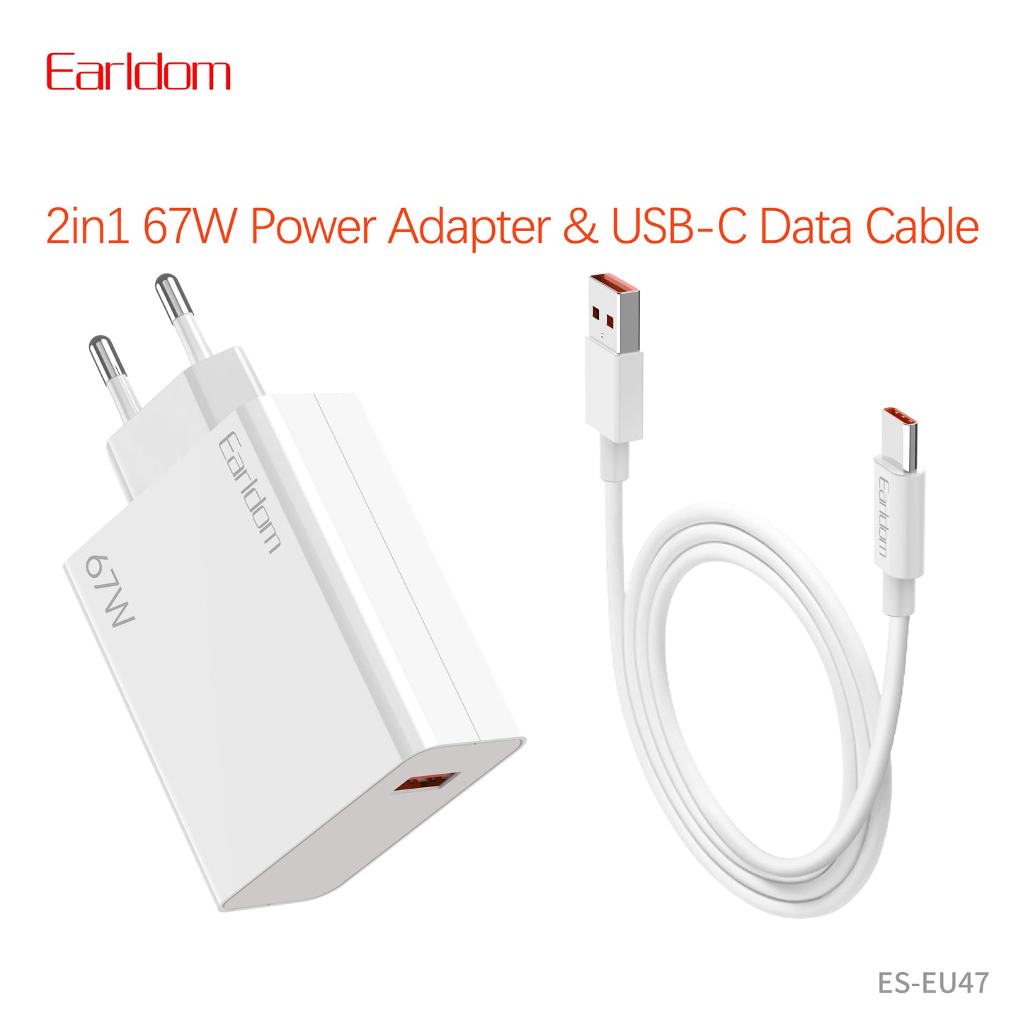 Earldom 67W USB Power Adapter Suit White with cable EU47