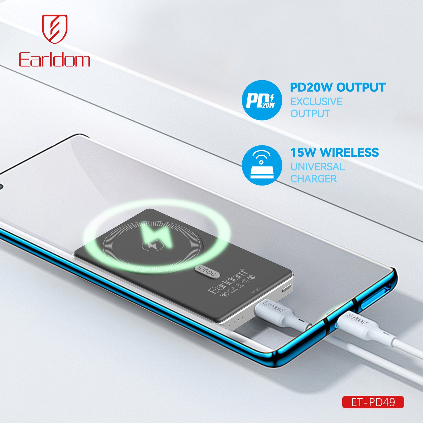 Earldom Magnetic Power bank Black PD49