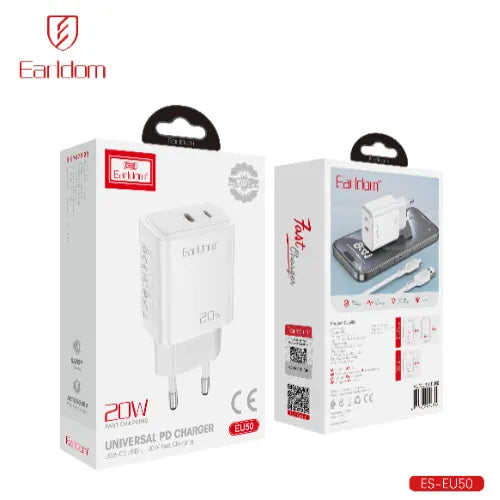 Earldom Universal PD Charger USB-C to USB-C Fast Charger White ES-EU50