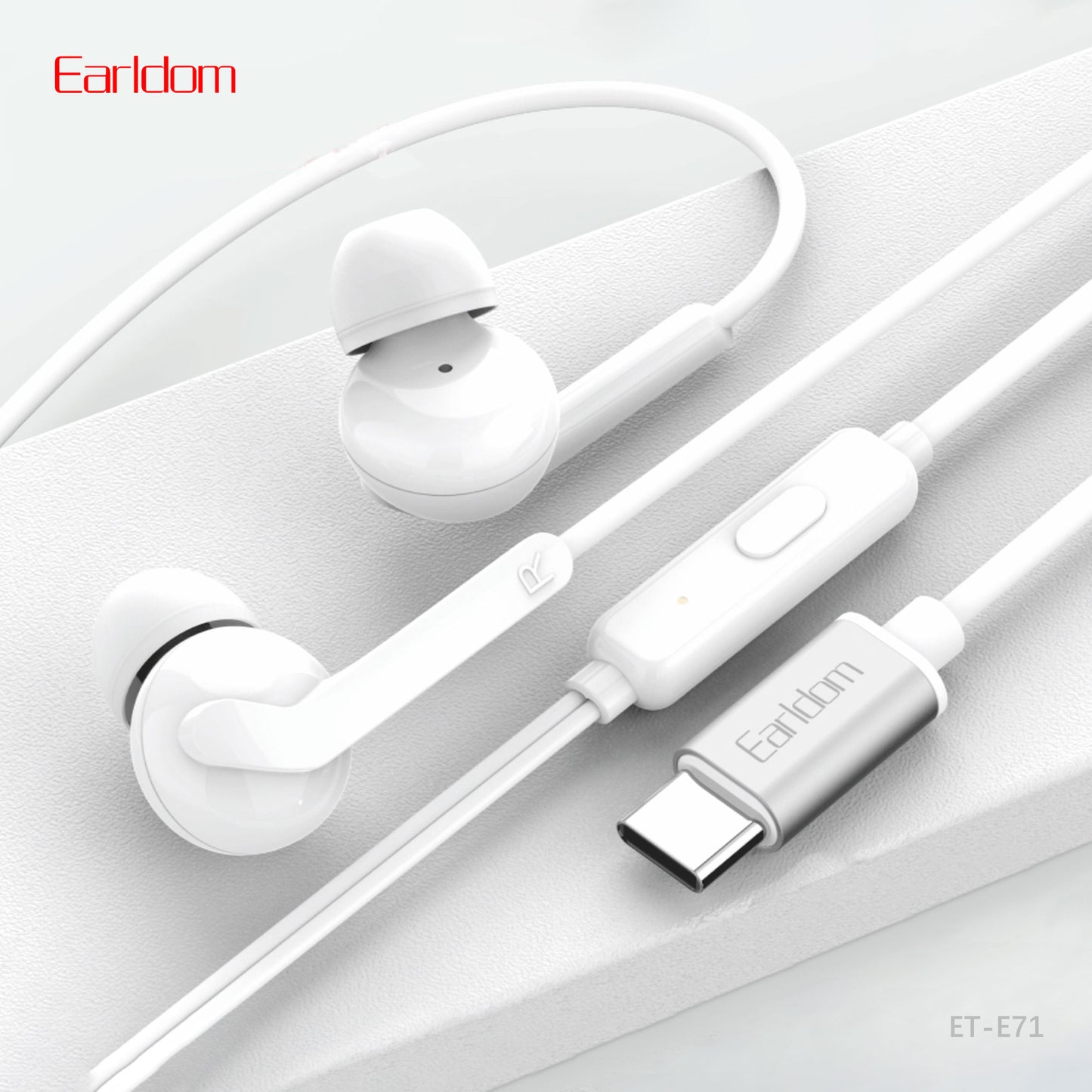 Earldom Earphones For USB-C White ET-E71C