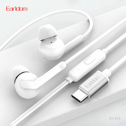 Earldom Earphones For USB-C White ET-E71C