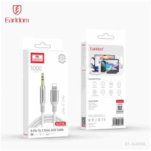 Earldom 8-Pin to 3.5mm AUX Cable Silver ET-AUX76L