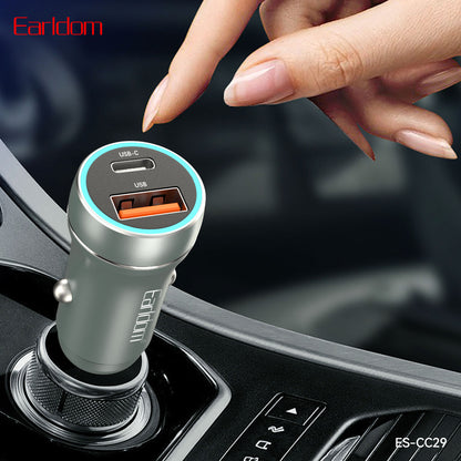 Earldom USB+USB-C Quick Car Charger Grey PD 30W ES-CC29