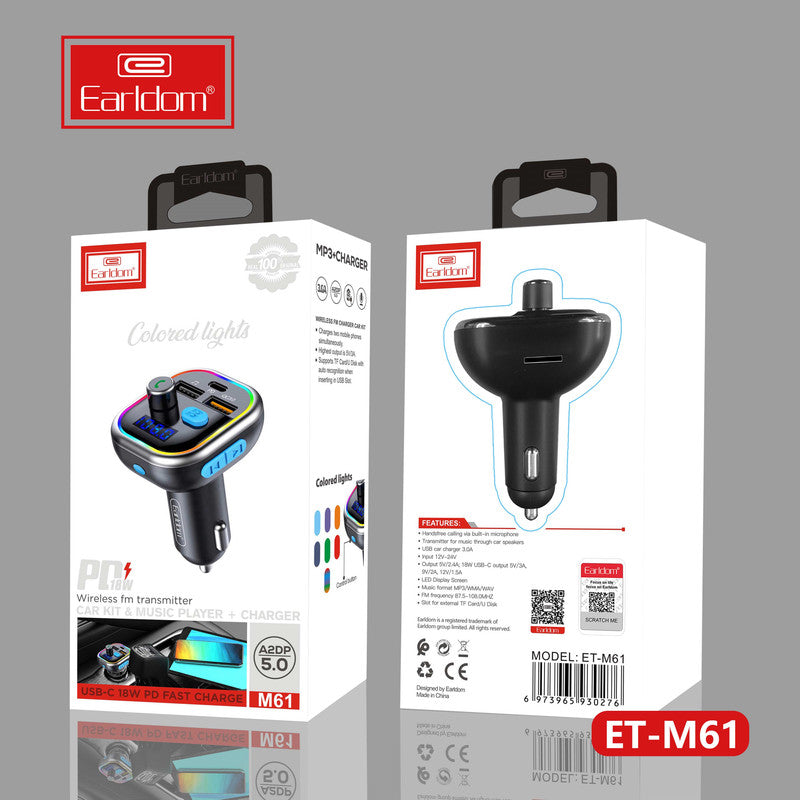 Chargeur de voiture double port Earldom 30 W CC41 Noir