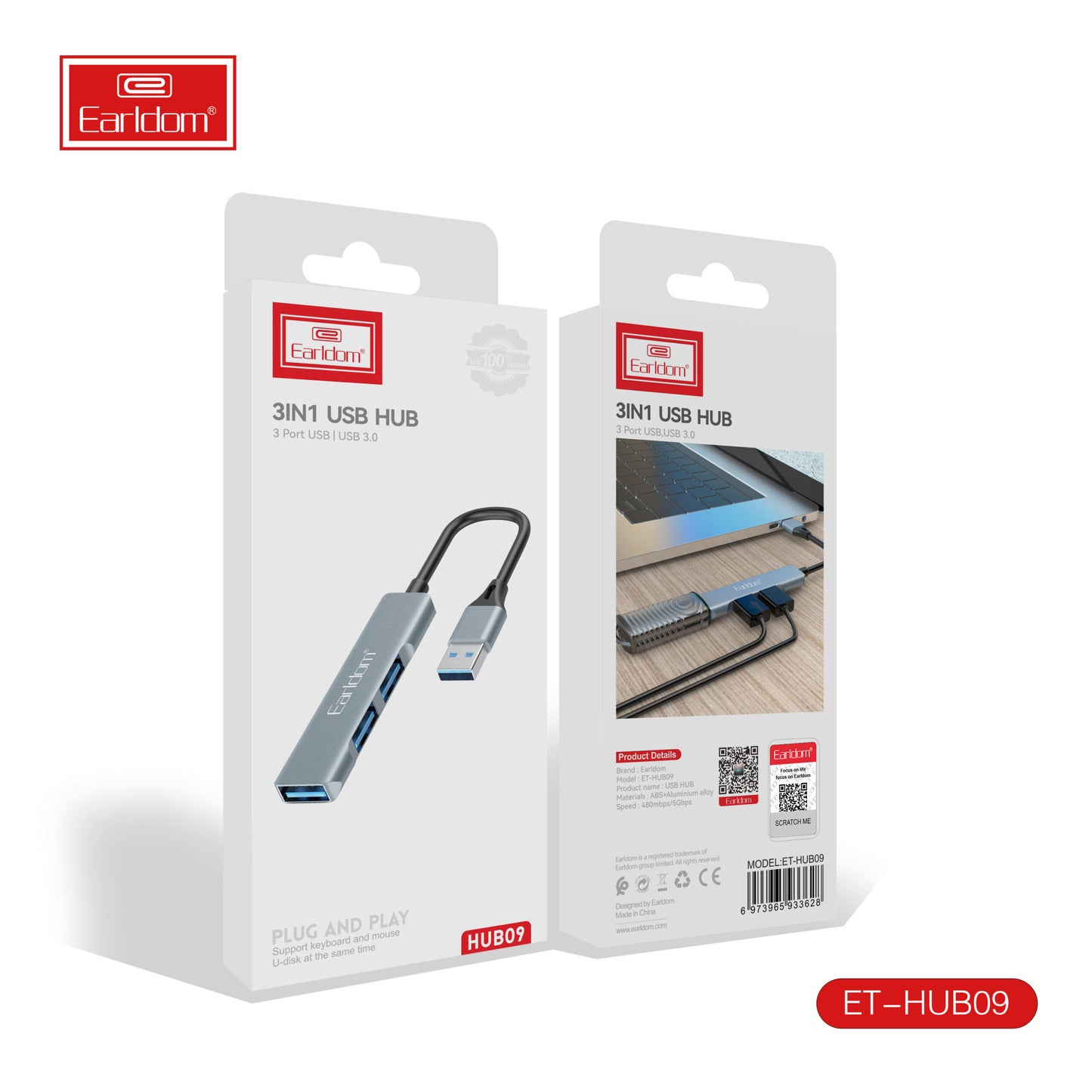 Câble audio Earldom 1000 mm, prise jack 3,5 mm vers 8 broches AL01, noir