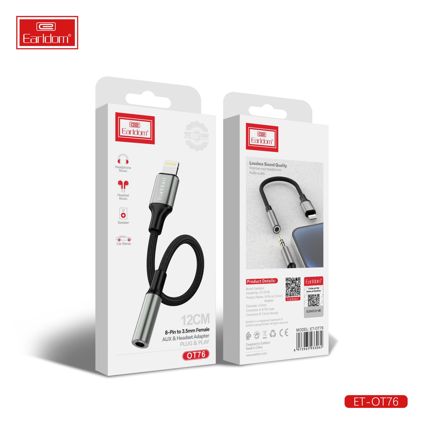 Adaptateur de transfert de données externe Earldom USB-C vers USB 3.0 OT75 Noir