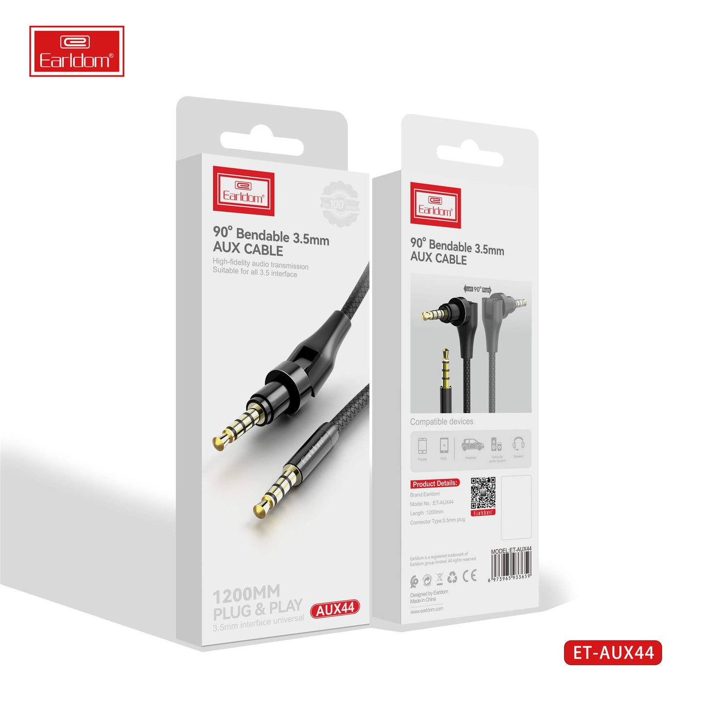 Earldom 90 ? Câble AUX flexible 3,5 mm noir (AUX44)