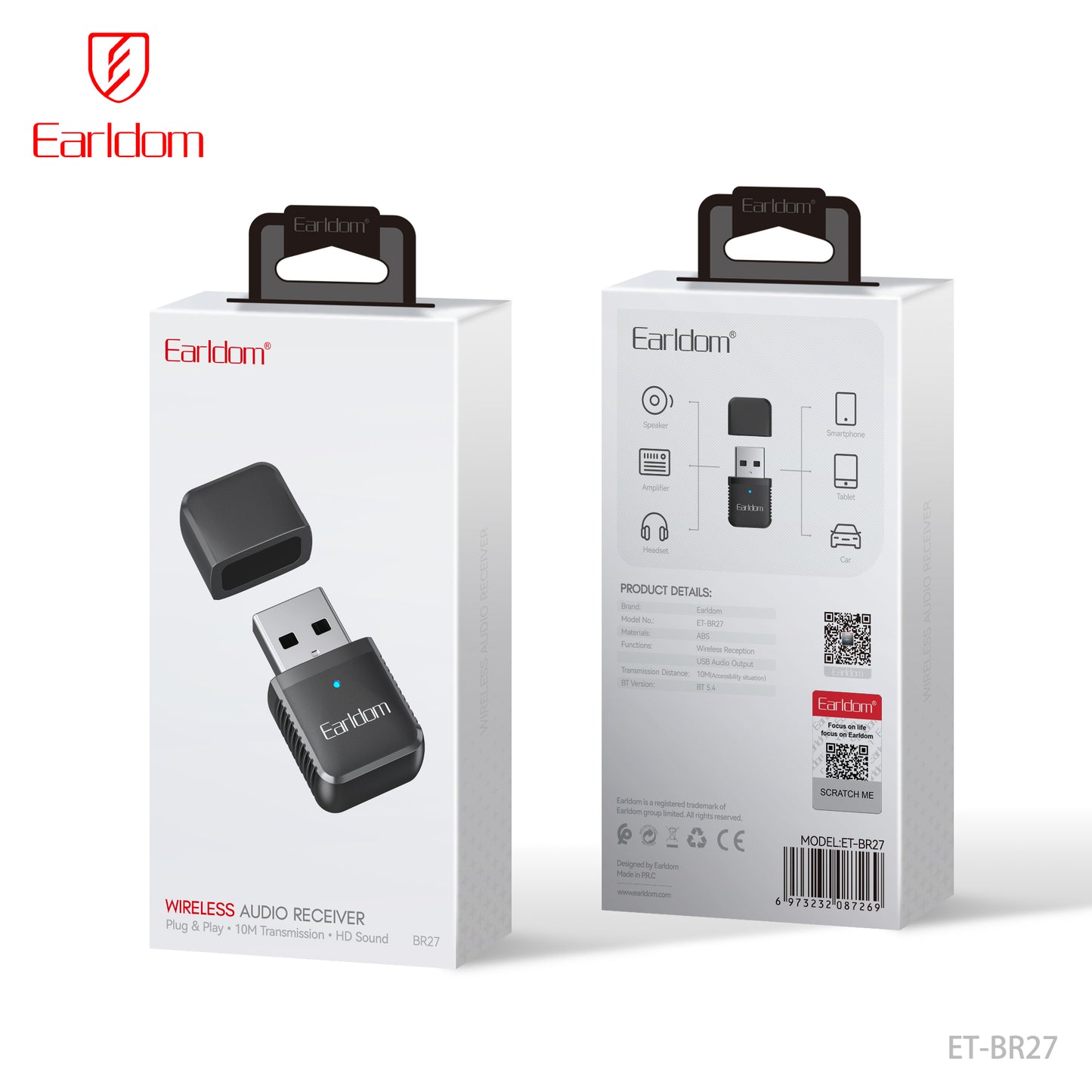 Earldom Wireless Audio Receiver Black ET-BR27