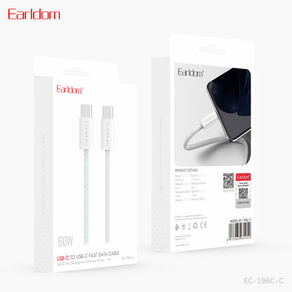 Earldom 60W 1000mm Fast Data Cable White EC-196 C-C