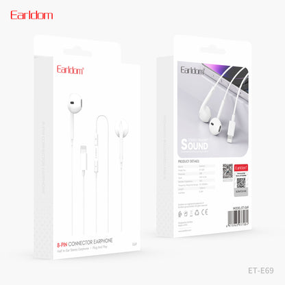 Earldom Earphones for 8-Pin White ET-E69L