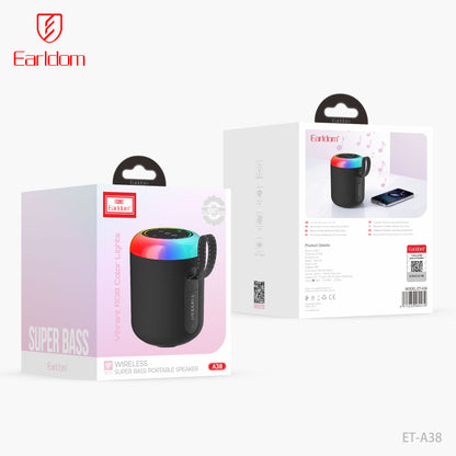 Earldom RGB Color Lights Wireless Super Bass Portable Speaker Black ET-A38