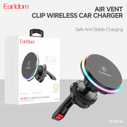 Earldom Air Vent Clip Wireless Car charger Black ET-WC46