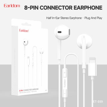 Earldom Earphones for 8-Pin White ET-E69L