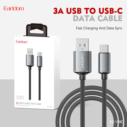 Earldom 5A USB to USB-C Data Cable ABS+silicone White EC-199C