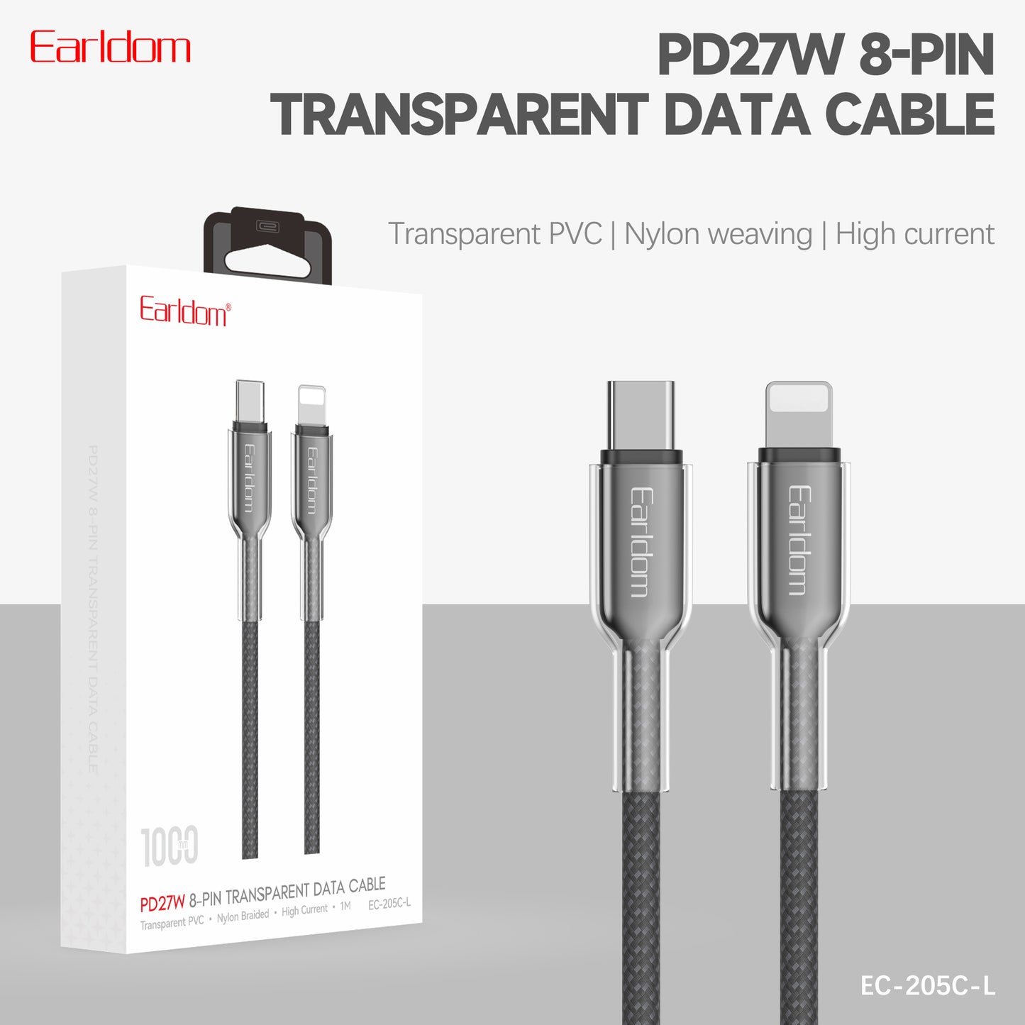 Earldom PD27W Trasparent 8- pin Data Cable EC-205C-L