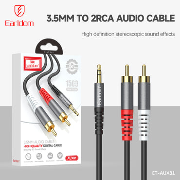 Earldom 3.5mm Audio Cable High Quality alumium alloy+nylon Black ET-AUX81