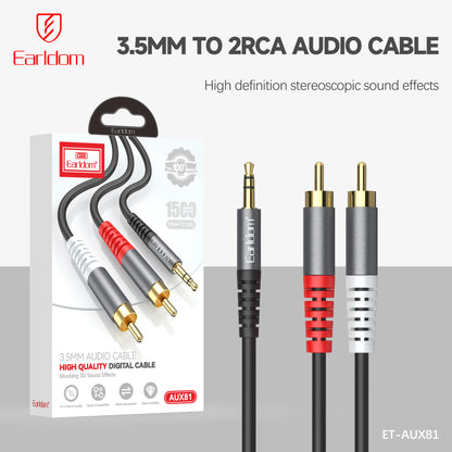 Earldom 3.5mm Audio Cable High Quality alumium alloy+nylon Black ET-AUX81