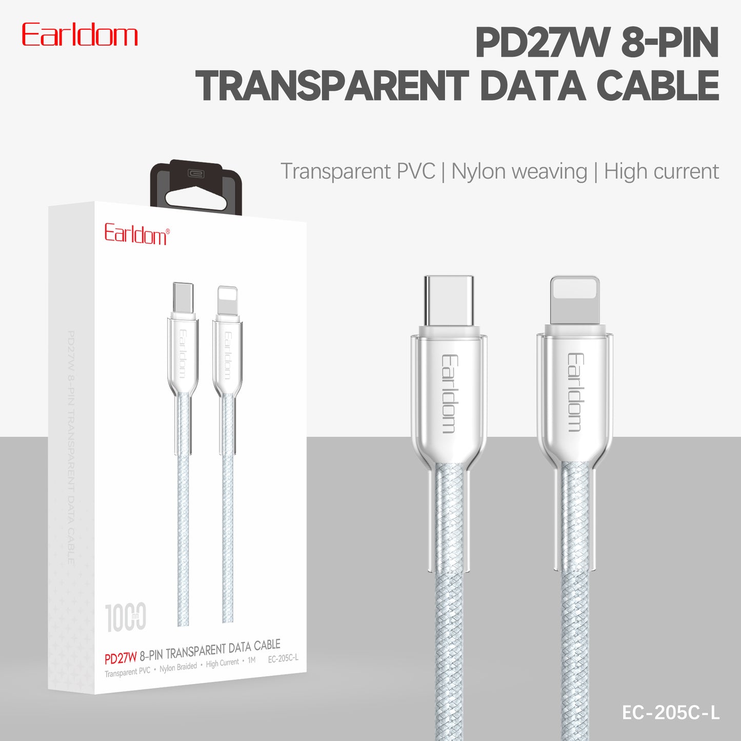 Earldom PD27W Trasparent 8- pin Data Cable EC-205C-L
