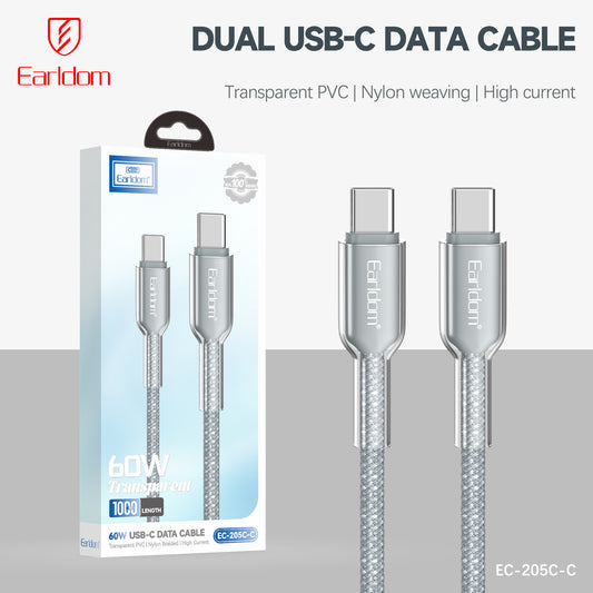 Earldom 60W Trasparent USB-C Data Cable EC-205C-C