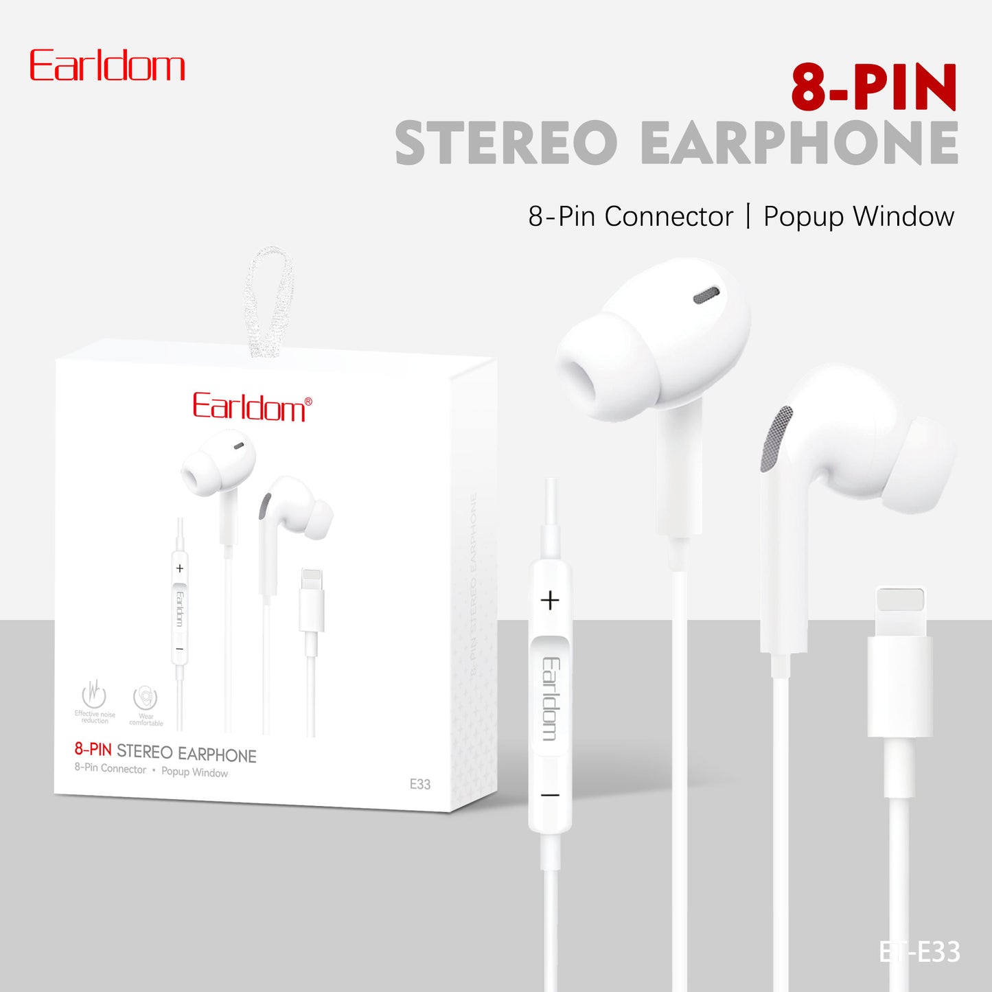 Earldom 8-Pin Stereo Earphone White E33